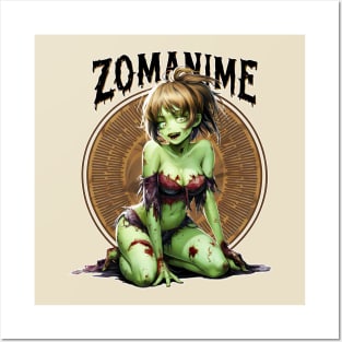 Zombie Anime girl, ZOMANIME cute monster kawaii anime tee Posters and Art